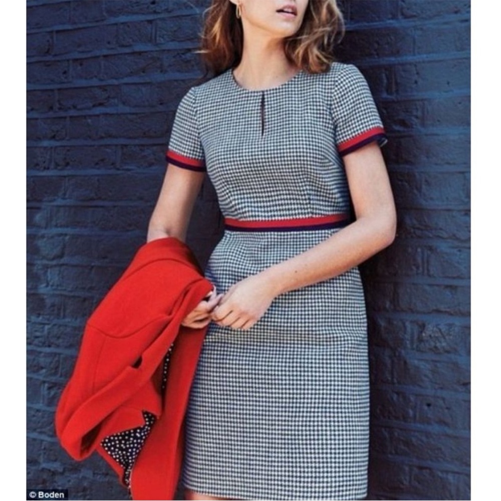 Boden Adelaide British Tweed Dress Houndstooth Puppytooth Sz 8